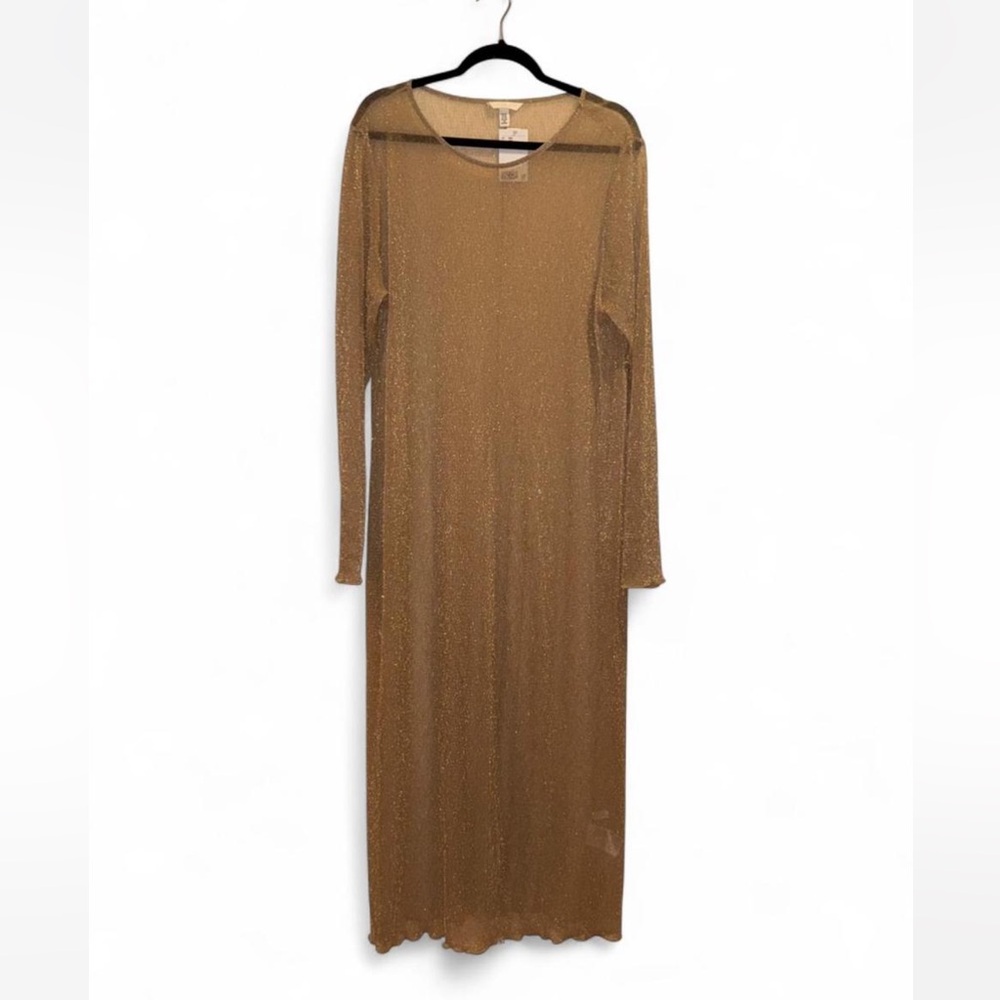 H&M Sheer Gold Sparkle Maxi Dress